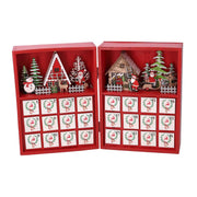 Calendrier bois led rouge cm36x6h24