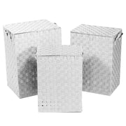 Panier rectangulaire en polyester blanc doublé 1-3 cm40x30h55