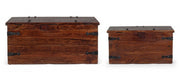 Lot de 2 coffres marron en bois style fusion