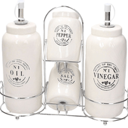 MENAGE HUILE/VINAIGRE/SEL/POIVRE Céramique Beige