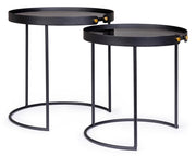 Set de 2 tables basses en acier noir Zeina