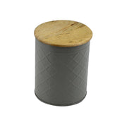 Pot en métal avec bouchon en bois gris cmø16h19