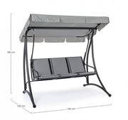 Rocking chair acier trois places Anthracite GRELY 190x120x h185 cm