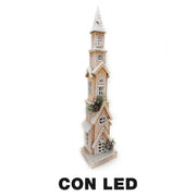 Maison en bois avec led naturel cm14x12h69