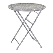 Ensemble de table ronde en métal gris Ragusa avec 2 chaises pliantes cm ø70h76