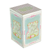 Boîte à thé rectangulaire en bois rayé rose Delice cm11,5x11,5h18