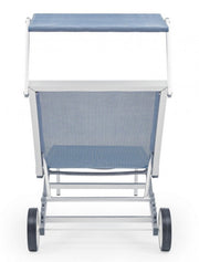 Transat en aluminium avec roues bleues Cross 65 x 196 x 62 cm