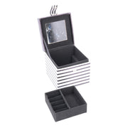 Boîte à bijoux en similicuir noir et blanc cm10x10,5h9,5