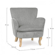 Fauteuil gris clair en tissu style vintage