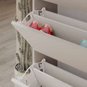 Meuble à chaussures pliant couleur moka clair avec 4 portes L73 x P26 x 154.5H cm
