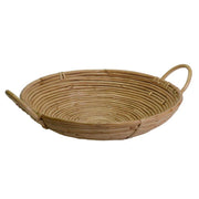 Panier en jonc naturel avec poignées rondes cmø35xh8x35