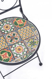 Chaise pliante en acier NAXOS avec assise et dossier décorés en céramique 92h cm