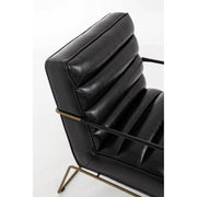 Fauteuil avec structure en acier peint et assise recouverte de simili cuir noir 62,5x74x80-45-56h cm