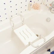 Siège pour baignoire réglable en acier chromé blanc 19x26x65,5 cm