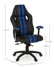Fauteuil de bureau avec accoudoirs Spider en similicuir bleu