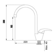 Robinet de cuisine monocommande en granit pour îlot 30x22x4,5 cm