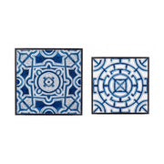 Set de 2 tables basses NEAPOLIS en acier avec plateau en mdf décoré d'impression 55h 47h cm