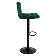 Tabouret réglable vert foncé avec pieds noirs mats