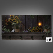Cintre en bois 4 places avec led tournesol cm60x30x1,8