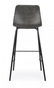 Tabouret de bar acier vintage simili cuir anthracite Kyra 39 x 44 x 103,5 cm