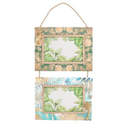 Cadre photo mural bois vert feuilles multiples 2p cm44x21x1,5