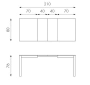 Table extensible en mélaminé gris clair 130/210x80x76h cm
