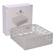 Porte-serviettes en métal carré blanc flèches cm16,5x16,5x5,5