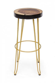 Tabouret de bar en bois doré style Atmosphere