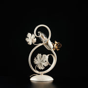 Lampe de table en fer ivoire avec décorations décapes et roses dorées une lumière 21x h30 cm