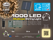 Chaîne multi-usage 1000 LED 50m avec panneau solaire
