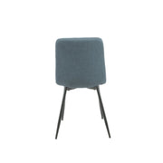 Chaise Rembourrée Okar en Tissu Bleu avec Coutures en Losange