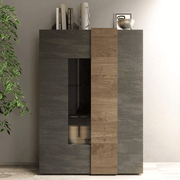 Vitrine Sabry 2 portes chêne mercure titane