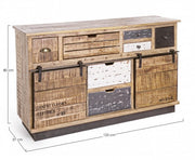 Buffet 2 portes 7 tiroirs Tudor 125x37x80h cm