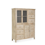 Armoire 4 portes 6 tiroirs Mayra en bois naturel