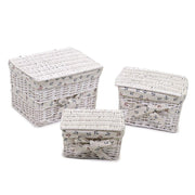 Boîte en osier rectangulaire blanche Jack 1-3 cm45x35h30