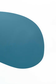 Table basse en mdf pétrole et base grise chromée 140x80x32h cm