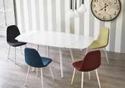 Table extensible avec plateau en verre trempé blanc 120/180x90h cm