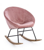 Fauteuil à bascule en velours Vieux Rose ANNIKA 74x77x h74 cm