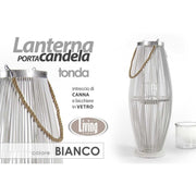 Porte-lanterne en tige blanche 32 x 82 h cm cm