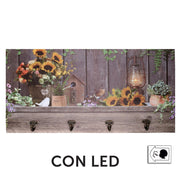 Cintre en bois 4 places avec led tournesol cm60x30x1,8