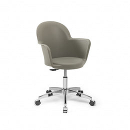 Fauteuil de bureau gris béton Gora avec piètement chromé
