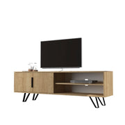 Support de télévision en chêne avec détails en fonte 160x35xh.49 cm