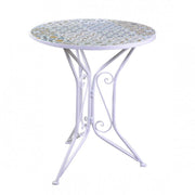 Table en fer forgé avec mosaïque et chaises