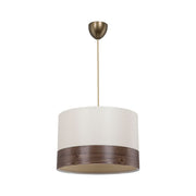 Lampe à suspension Alfina en tissu blanc avec bande effet bois ASZ1668