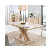 Table extensible avec pieds croisés, coloris chêne sonoma 160-200x90xh76 cm