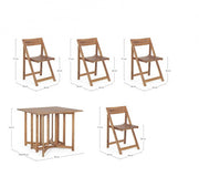 Ensemble extérieur table Noemi et 4 chaises pliantes en bois mélaminé