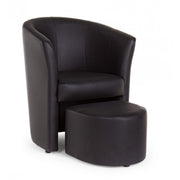 Fauteuil en simili cuir avec pouf amovible noir RITA 64,5x 59,5x h78 cm