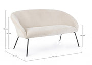 Canapé velours blanc acier Aiko Velvet 142 x 80 x 75 cm