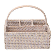 Range-couverts rectangulaire en rotin blanc Algarve cm26x20h11/22