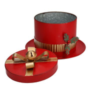 Chapeau rond boîte métal rouge cmø29h20,5